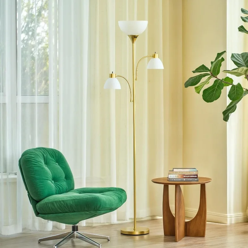 71" Modern Floor Lamp with 3 Color Temperatures, Gold & White, 3 Bulbs, Adjustable Reading Light
71" Modern Floor Lamp with 3 Color Temperatures, Gold & White, 3 Bulbs, Adjustable Reading Light