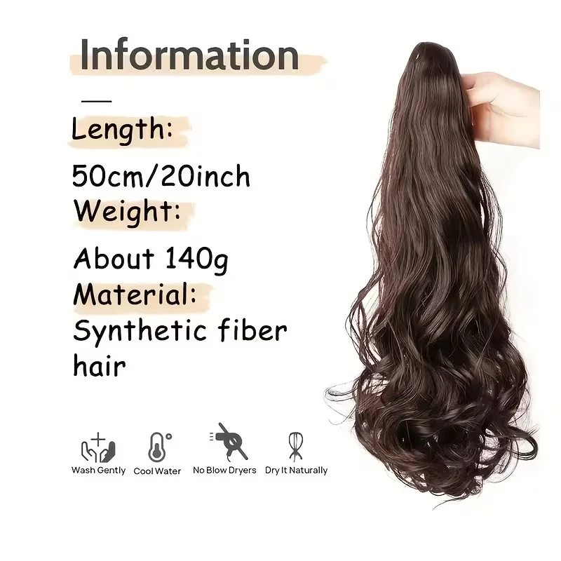 20Inch Synthetic Long Curly Claw Clip Ponytail Extension Heat Resistant High Temperature Fiber Hairpiece for Women
20Inch Synthetic Long Curly Claw Clip Ponytail Extension Heat Resistant High Temperature Fiber Hairpiece for Women