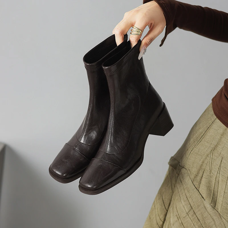 2026 autumn winter women ankle boots natural leather plus size 22-25cm split leather+stretch microfiber square toe skinny boots
2026 autumn winter women ankle boots natural leather plus size 22-25cm split leather+stretch microfiber square toe skinny boots