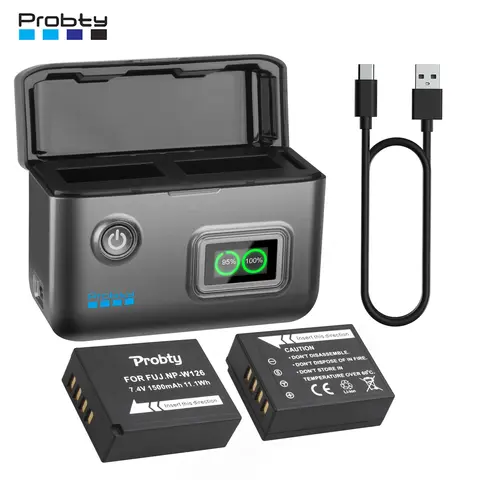 Batteria NP-W126S NP W126 da 1500 mAh con caricatore LCD veloce per Fujifilm Fuji XT20 XT3 XPro1 X-PRO2 XT30II XM5 X100VI X100V XS10 XT30