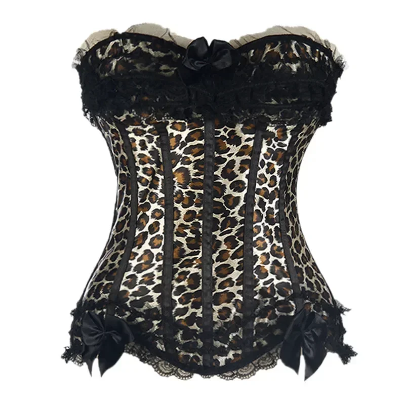 Sexy Satin Overbust Corset Top Leopard Print Lace Bowknot Decorated Clubwear Showgirl Body Shaper Plus Size
Sexy Satin Overbust Corset Top Leopard Print Lace Bowknot Decorated Clubwear Showgirl Body Shaper Plus Size