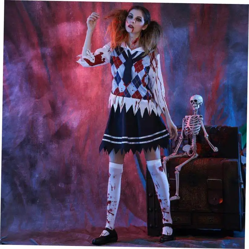 Halloween Cosplay Horror Zombie Uniform Set Women's Costume Gothic Style Stage Performance Traditional Chinese Clothing
Halloween Cosplay Horror Zombie Uniform Set Women's Costume Gothic Style Stage Performance Traditional Chinese Clothing