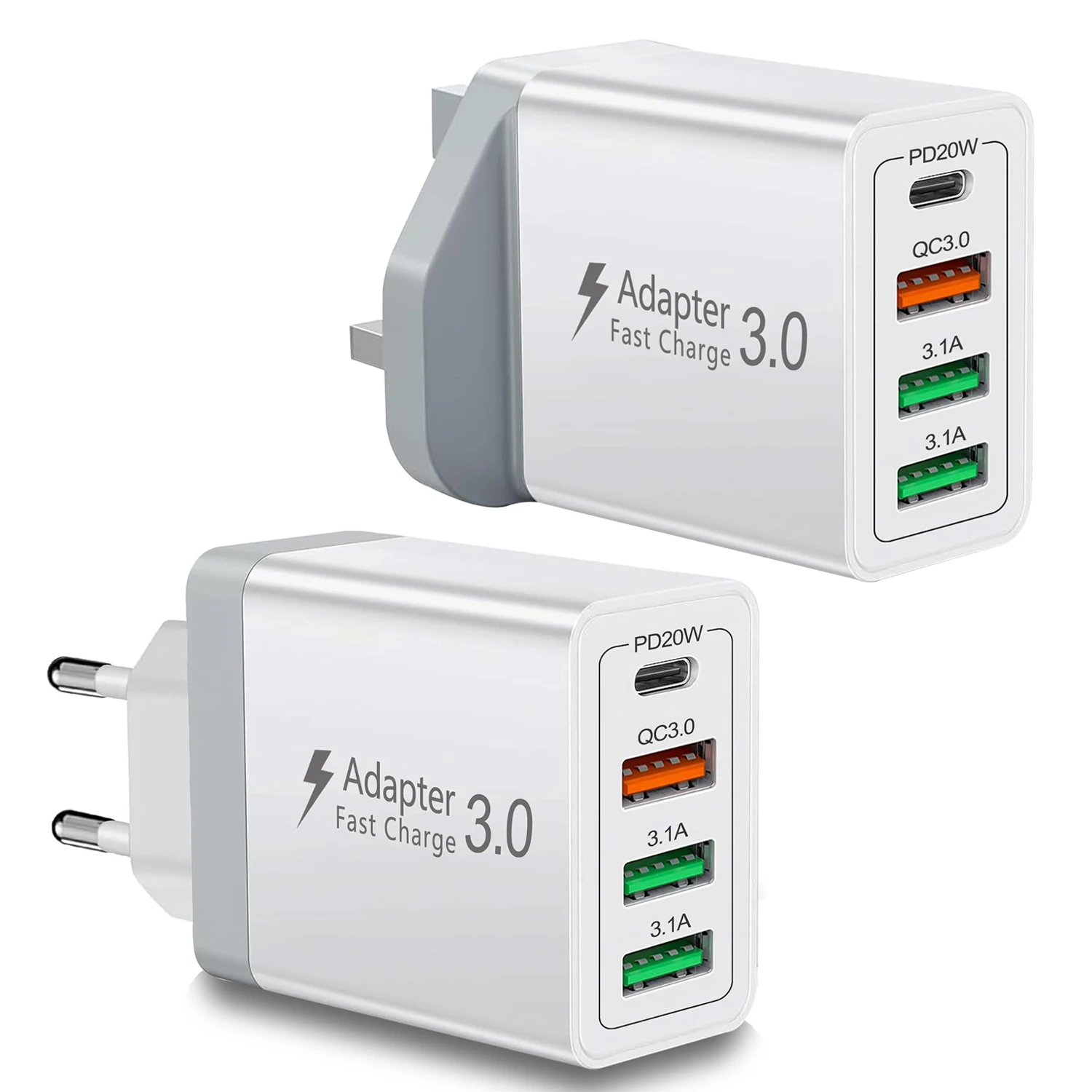 40W PD20W+QC3.0 Fast Charging Block, EU UK Plug 4-Port USB C Wall Charger Adapter Mobile Phone Chargers For iPhone Huawei Xiaomi
40W PD20W+QC3.0 Fast Charging Block, EU UK Plug 4-Port USB C Wall Charger Adapter Mobile Phone Chargers For iPhone Huawei Xiaomi