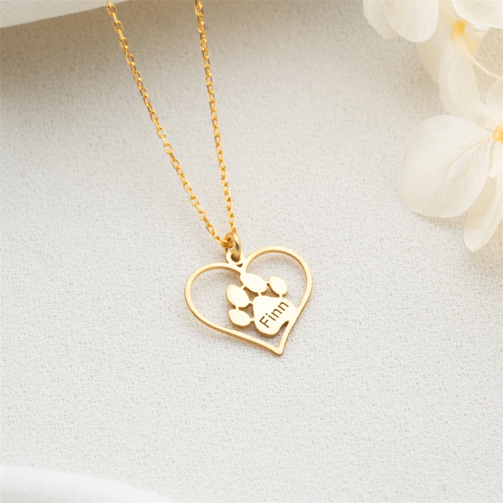 Paw Print Heart Name Necklace Personalized Cat Dog Paw Love Necklaces Pet Memorial Gift Custom Jewelry Stainless Steel Choker
Paw Print Heart Name Necklace Personalized Cat Dog Paw Love Necklaces Pet Memorial Gift Custom Jewelry Stainless Steel Choker