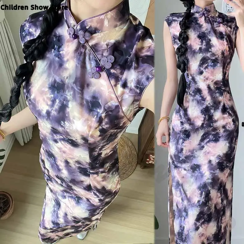 Purple Sexy Sleeveless Cheongsam New Chinese Style Improved Qipao Vintage Mandarin Collar Sheath Chinese Dress Elegant Vestidos
Purple Sexy Sleeveless Cheongsam New Chinese Style Improved Qipao Vintage Mandarin Collar Sheath Chinese Dress Elegant Vestidos