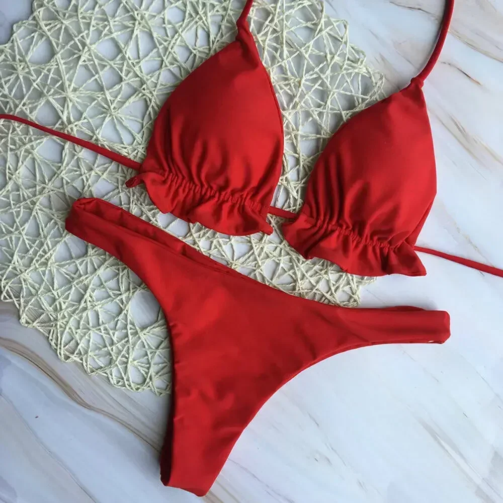 Summer Brazilian Bikini Set Women Sexy Bandage Top Thong Bottom 2 Pieces Set Push-up Swimwear Lace Up Swimsuit Beachwear
Summer Brazilian Bikini Set Women Sexy Bandage Top Thong Bottom 2 Pieces Set Push-up Swimwear Lace Up Swimsuit Beachwear