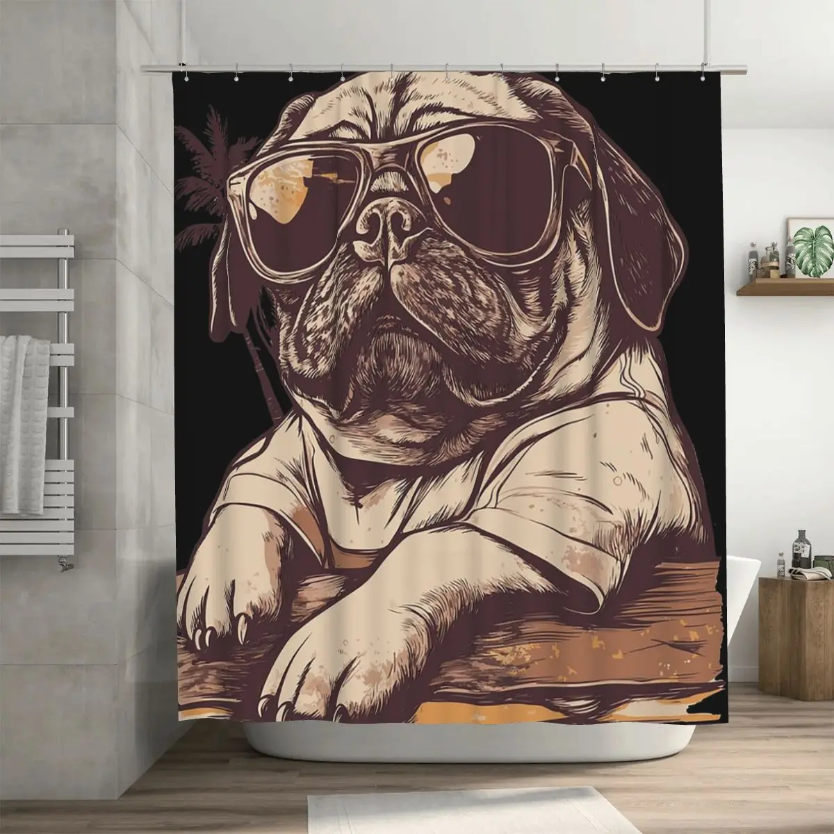Bro Pug Chillin' On Vacation Shower Curtain Bathroom Polyester Waterproof Bath Curtains with Hooks
Bro Pug Chillin' On Vacation Shower Curtain Bathroom Polyester Waterproof Bath Curtains with Hooks