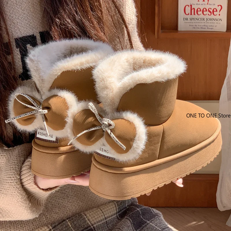 New Thick Sole Heightened Pozzle Bow Cotton Boots for Women in Winter New Fleece Warm and Non-slip Couple Snow Boots for Men
New Thick Sole Heightened Pozzle Bow Cotton Boots for Women in Winter New Fleece Warm and Non-slip Couple Snow Boots for Men