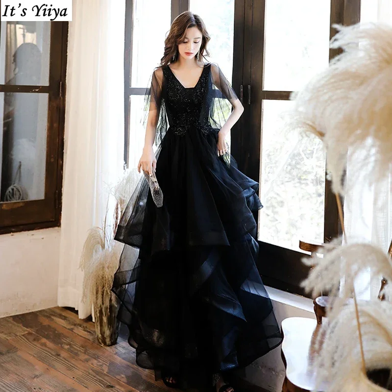 It's Yiiya Customized Evening Dress Black Beads Short Sleeves V-Neck A-Line Floor-Length Plus size Woman Formal Party Gowns A838
It's Yiiya Customized Evening Dress Black Beads Short Sleeves V-Neck A-Line Floor-Length Plus size Woman Formal Party Gowns A838