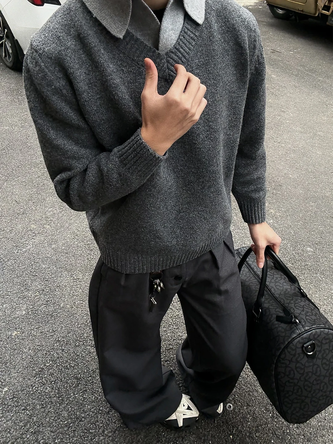 Свитер мужской свободного кроя с V-образным вырезом, вязаный, осенне-зимний, повседневный, имитация двухслойного, CleanFit, Jaet
Свитер мужской свободного кроя с V-образным вырезом, вязаный, осенне-зимний, повседневный, имитация двухслойного, CleanFit, Jaet