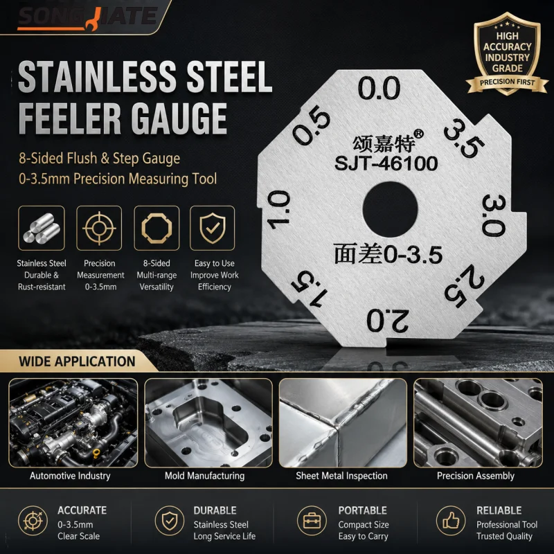 SONGJIATE Stainless Steel Flush Fit Gap Gauge Body Step Flushness Inspection Tool 0-3.5mm Automotive Panel Flush Gap Check Ruler
SONGJIATE Stainless Steel Flush Fit Gap Gauge Body Step Flushness Inspection Tool 0-3.5mm Automotive Panel Flush Gap Check Ruler