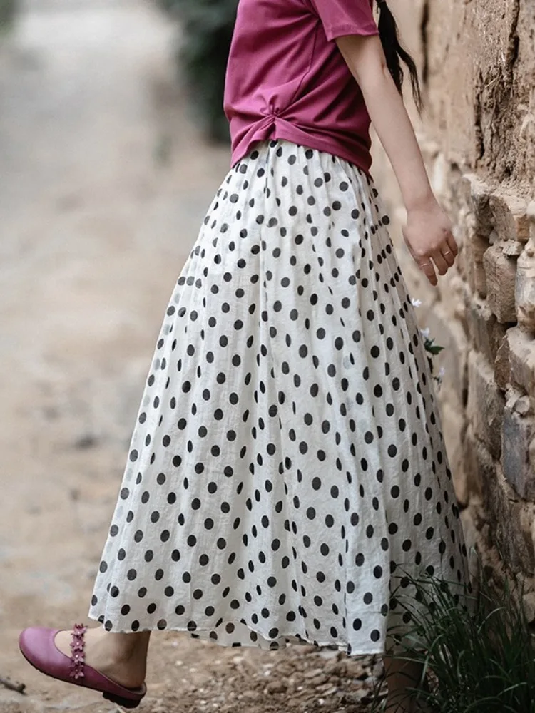Artistic Polka Dot Silk Cotton Linen f Skirt Women's Summer Dra Ele Slimming Loose A-Line Skirt Thin
Artistic Polka Dot Silk Cotton Linen f Skirt Women's Summer Dra Ele Slimming Loose A-Line Skirt Thin