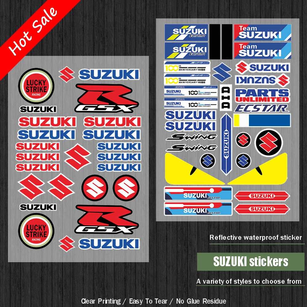 SUZUKI Motorcycle Modification Parts Stickers Sponsor Reflective Decor Decals for Uy125 GSXR GW Scooter Helmet Fuel Tank
SUZUKI Motorcycle Modification Parts Stickers Sponsor Reflective Decor Decals for Uy125 GSXR GW Scooter Helmet Fuel Tank