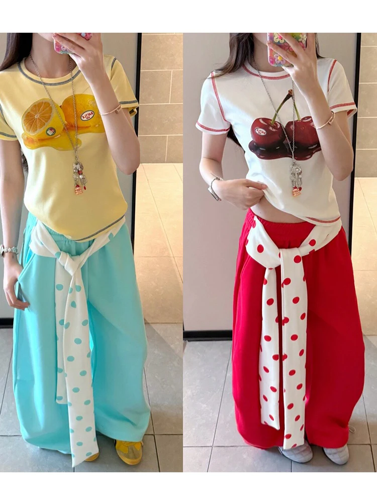 Retro American Casual Color Block Polka Dot Sash Wide Leg Pants Women's Summer New Jazz Dance Sweatpants Loose Fit Ladies
Retro American Casual Color Block Polka Dot Sash Wide Leg Pants Women's Summer New Jazz Dance Sweatpants Loose Fit Ladies