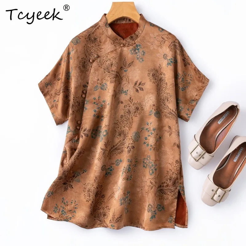 Tcyeek 100% Real Silk Blouses for Women 2026 Spring Summer Chinese-modified Cheongsam Vintage Shirt Female Clothes Chemise Femme
Tcyeek 100% Real Silk Blouses for Women 2026 Spring Summer Chinese-modified Cheongsam Vintage Shirt Female Clothes Chemise Femme