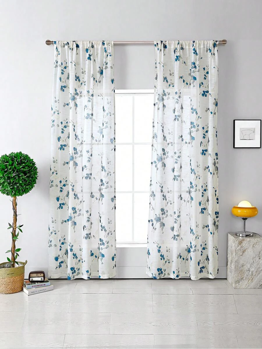 1pc blue floral decorated curtains, elegant and translucent window screens for the living room and balcony
1pc blue floral decorated curtains, elegant and translucent window screens for the living room and balcony