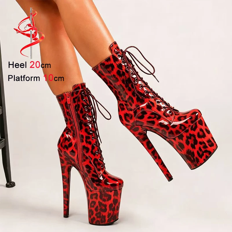 Sexy 20cm/8Inch Red Leopard Stripper Heel Platform Shoes Pole Dance Ankle Boots Women Nightclub Heels Platform T-show Model Shoe
Sexy 20cm/8Inch Red Leopard Stripper Heel Platform Shoes Pole Dance Ankle Boots Women Nightclub Heels Platform T-show Model Shoe