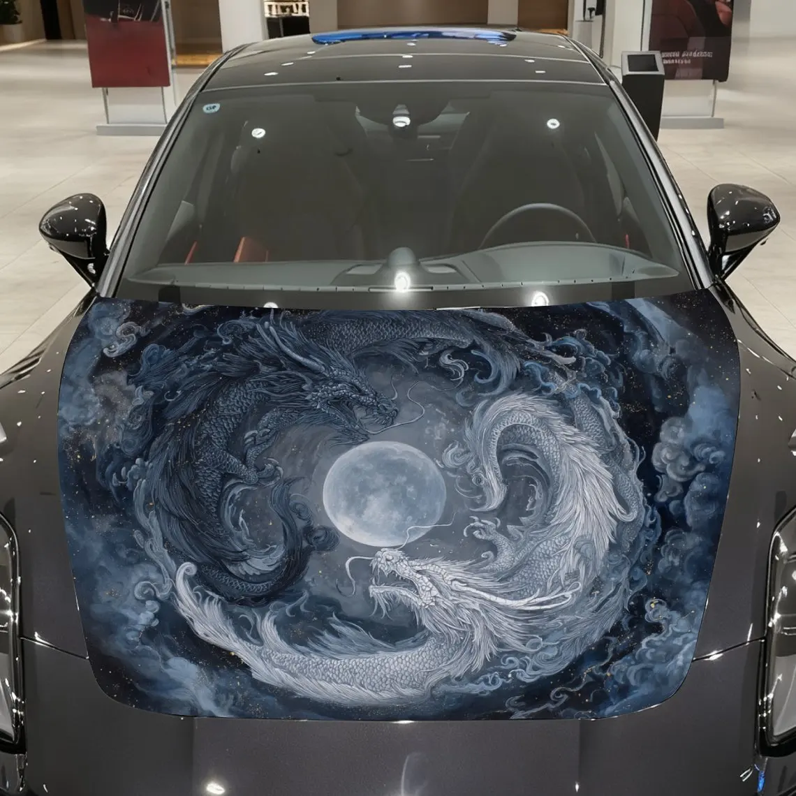 Twin Dragons Playing with the Moon Car Vinyl Wrap, PVC Material Waterproof Car Hood Sticker, Self-Adhesive Scratch-Resistant Sti
Twin Dragons Playing with the Moon Car Vinyl Wrap, PVC Material Waterproof Car Hood Sticker, Self-Adhesive Scratch-Resistant Sti