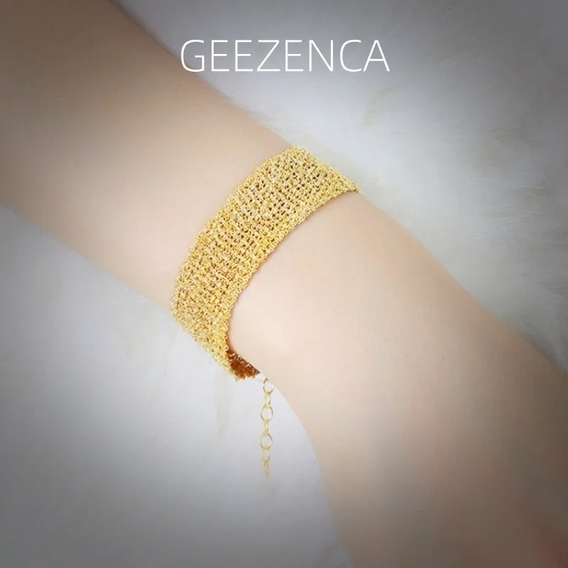 GEEZENCA Италия Роскошный 925 Серебро 18 К Золото Сетчатая Цепочка Тканый Плоский Браслет Женские Сверкающие Изящные Широкие Браслеты Любовь Подарок Для Ней
GEEZENCA Италия Роскошный 925 Серебро 18 К Золото Сетчатая Цепочка Тканый Плоский Браслет Женские Сверкающие Изящные Широкие Браслеты Любовь Подарок Для Ней
