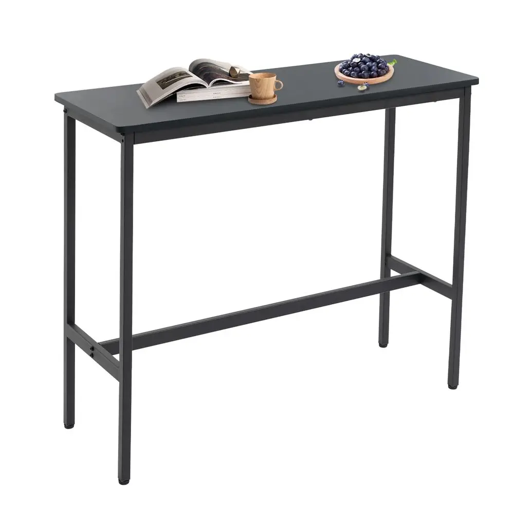 Sofa Table, Bar Height Pub Table, Narrow Entryway Table, Narrow Rectangular High Top Console Table with MDF and Black Metal Legs
Sofa Table, Bar Height Pub Table, Narrow Entryway Table, Narrow Rectangular High Top Console Table with MDF and Black Metal Legs