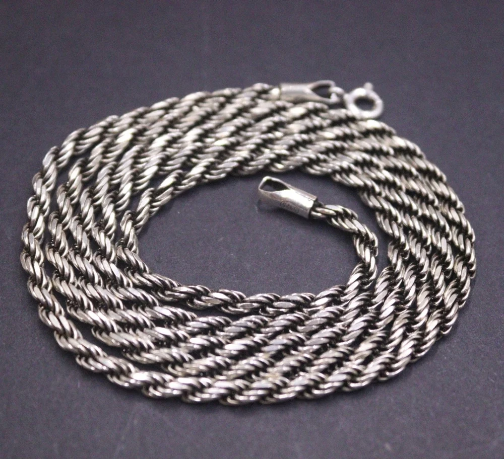 Real Solid 925 Sterling Silver Chain Men Women 3.1mm Retro Twist Rope Necklace 24-25g/70cm
Real Solid 925 Sterling Silver Chain Men Women 3.1mm Retro Twist Rope Necklace 24-25g/70cm