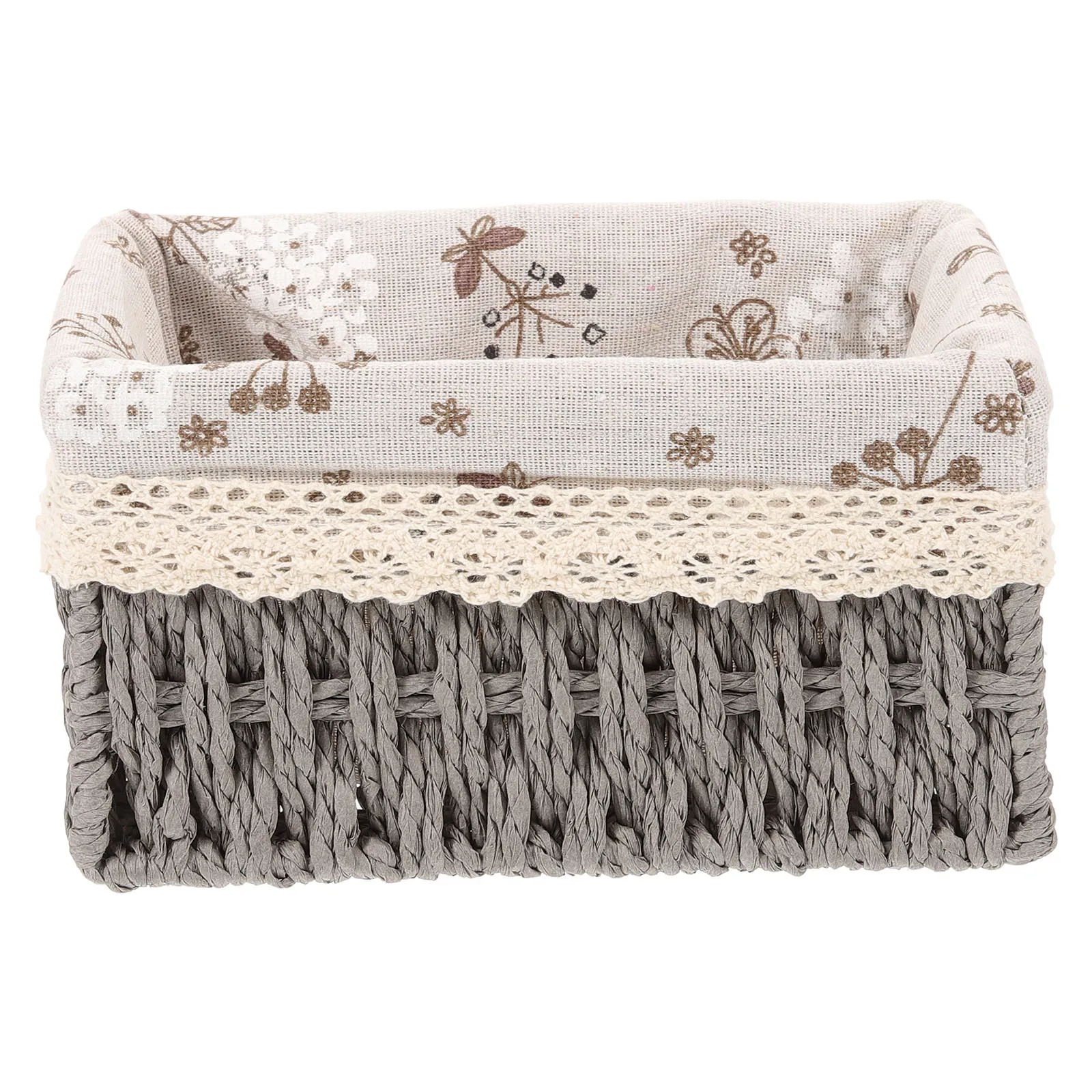 Woven Storage Basket 18x12x10cm Mid Gray Floral Fabric Desktop ganizer Home Supplies Sundries Container Practical
Woven Storage Basket 18x12x10cm Mid Gray Floral Fabric Desktop ganizer Home Supplies Sundries Container Practical