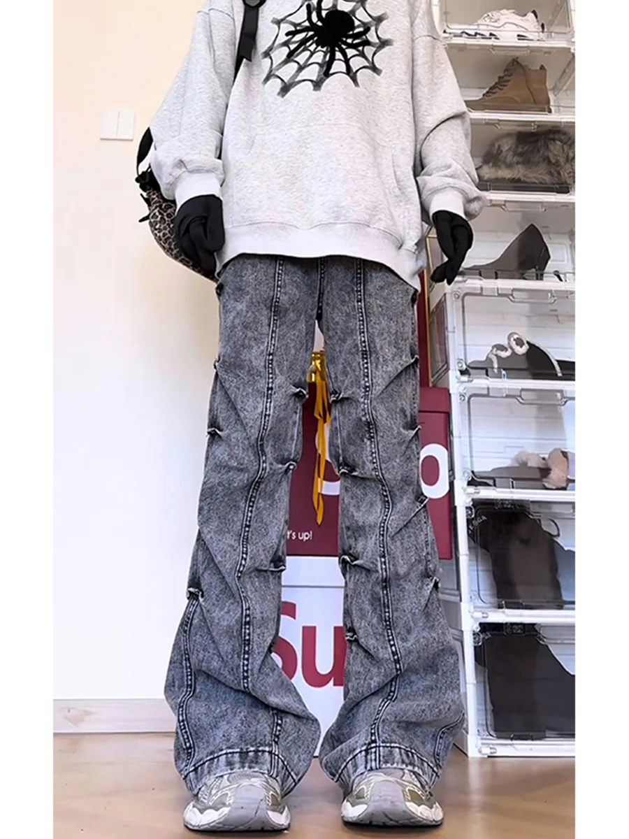 American Style Pleated Bent Knife Jeans Men's Design Sense Wasteland Style Straight Leg Jeans Trendy Brand Handsome Street Style
American Style Pleated Bent Knife Jeans Men's Design Sense Wasteland Style Straight Leg Jeans Trendy Brand Handsome Street Style