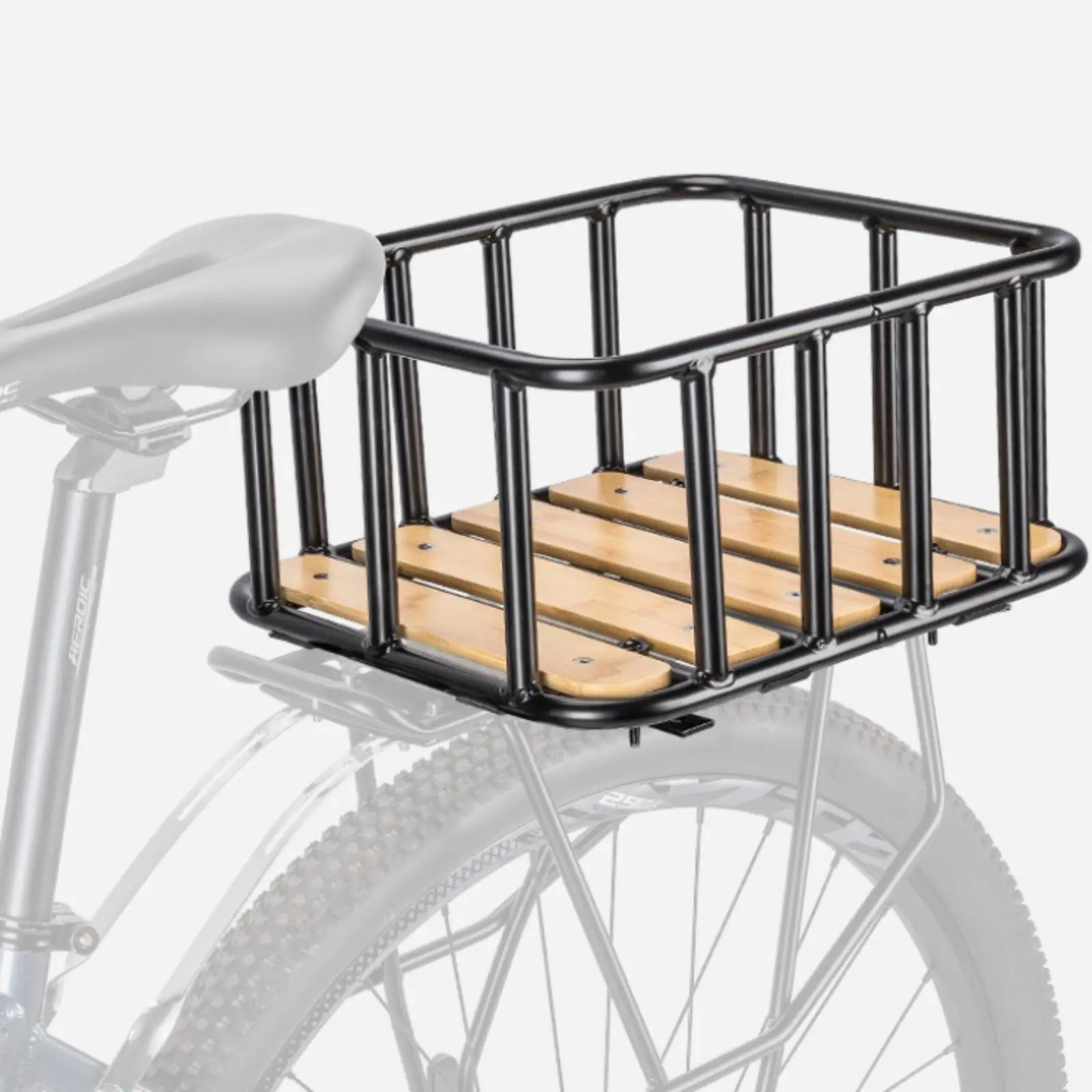 Cycle Rear Basket Thickened Frame Bike Rear Basket Wooden Bottom Board Heavy Duty for Commuting, City Riding
Cycle Rear Basket Thickened Frame Bike Rear Basket Wooden Bottom Board Heavy Duty for Commuting, City Riding