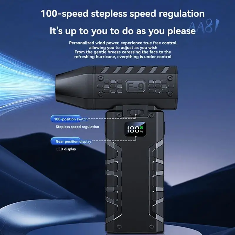 AA81-High-Speed Mini Air Blower 160000 RPM, Handheld Electric Turbo Jet Fan With 52M/S Wind Speed And LED Display
AA81-High-Speed Mini Air Blower 160000 RPM, Handheld Electric Turbo Jet Fan With 52M/S Wind Speed And LED Display