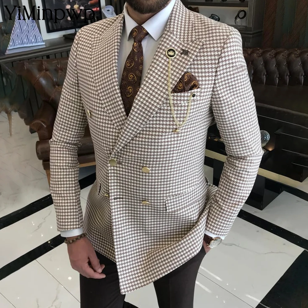 YiMinpwp Brown Men's Striped Suit 2-Piece Peaked Lapel Houndstooth Party Suit Double Breasted Men's Formal Attire for Wedding 
YiMinpwp Brown Men's Striped Suit 2-Piece Peaked Lapel Houndstooth Party Suit Double Breasted Men's Formal Attire for Wedding