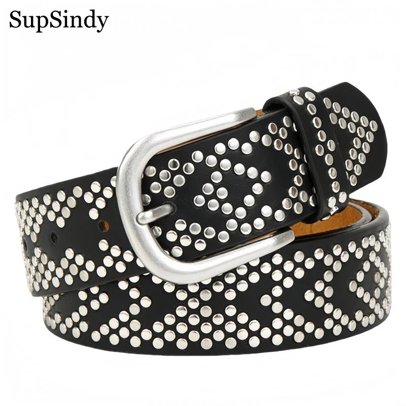 SupSindy Women Belt Fashion Punk Pin Buckle Vintage Rivets Luxury Lady's Original Leather Belts For Women Jeans Waistband Female
SupSindy Women Belt Fashion Punk Pin Buckle Vintage Rivets Luxury Lady's Original Leather Belts For Women Jeans Waistband Female