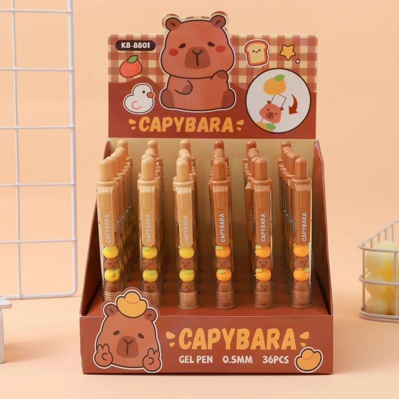 36pcs/lot Kawaii Capybara Press Gel Pen Cute 0.5mm Black Ink Gel Pens For Writing Office School Supply
36pcs/lot Kawaii Capybara Press Gel Pen Cute 0.5mm Black Ink Gel Pens For Writing Office School Supply
