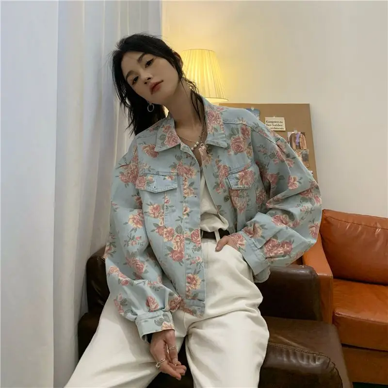 New 2025 Spring Autumn Korean Rose Printed Versatile Cowboy Jacket For Women Loose Retro Long Sleeve Casual Jeans Coat Top
New 2025 Spring Autumn Korean Rose Printed Versatile Cowboy Jacket For Women Loose Retro Long Sleeve Casual Jeans Coat Top