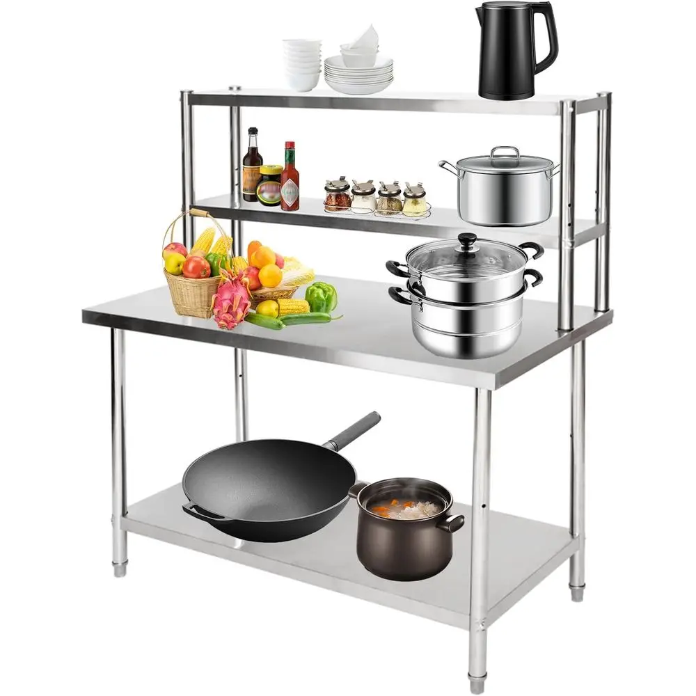 Commercial 2-Tier Stainless Steel Prep Table with Shelves - 47.2 W x 23.6 D x 31.5 H for Kitchen, Restaurant, Home, and More
Commercial 2-Tier Stainless Steel Prep Table with Shelves - 47.2 W x 23.6 D x 31.5 H for Kitchen, Restaurant, Home, and More