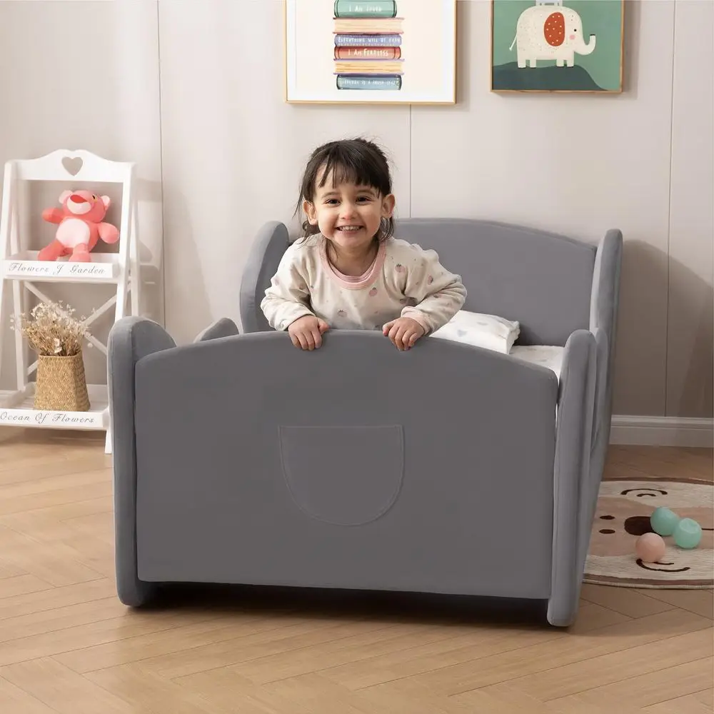 Grey Toddler Bed with Removable Rails, Upholstered Storage Bed for Kids
Grey Toddler Bed with Removable Rails, Upholstered Storage Bed for Kids