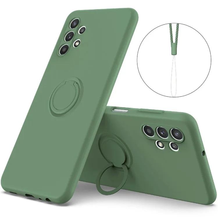 Ring Kickstand Design Plain Liquid Silicone Phone Protective Shell with Strap for Samsung Galaxy A32 4G (EU Version) - Green
Ring Kickstand Design Plain Liquid Silicone Phone Protective Shell with Strap for Samsung Galaxy A32 4G (EU Version) - Green