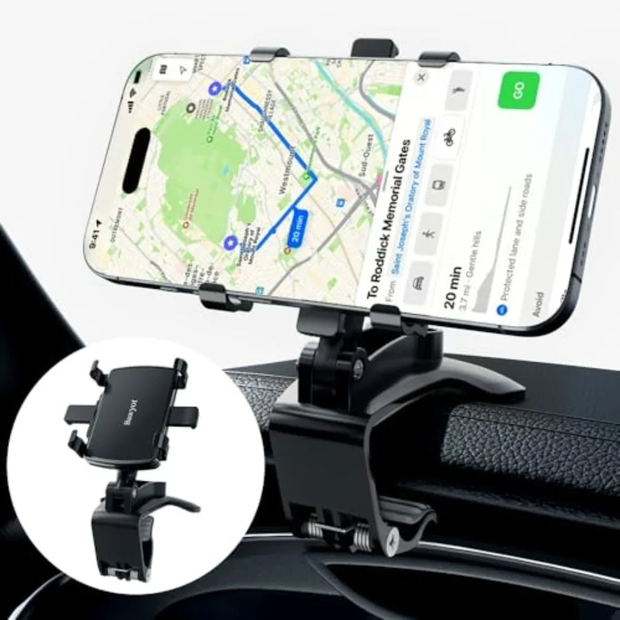 Car Phone Holder Mount Dashboard Upgrade 360 Degree Rotation Rear View Mirror and Sun Visor Multifunctional Clip Design Car Uni