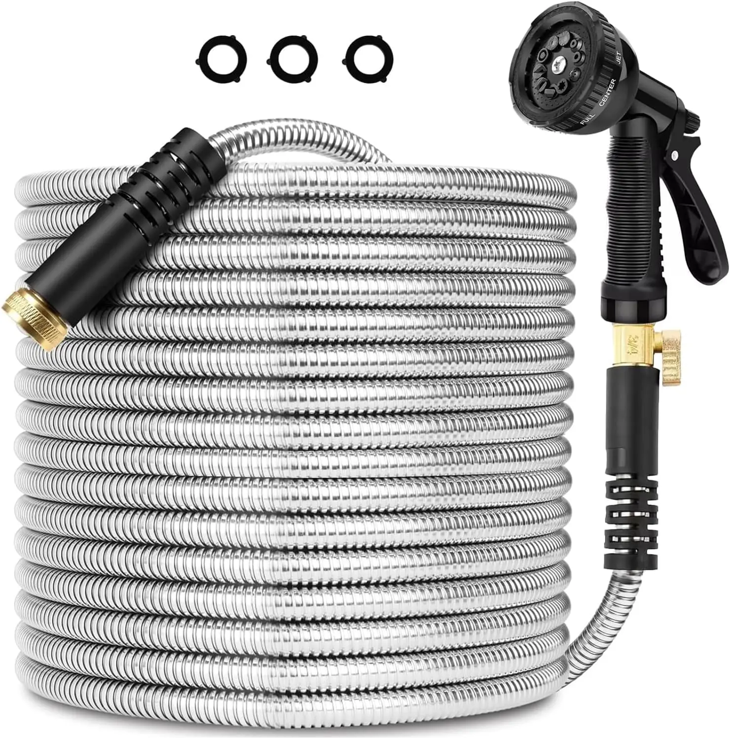 Stainless Steel Garden Hose 25FT Heavy Duty Water Hose with 8 Function Nozzle, No-Kink, Rust Proof, Lightweight for Yard and
Stainless Steel Garden Hose 25FT Heavy Duty Water Hose with 8 Function Nozzle, No-Kink, Rust Proof, Lightweight for Yard and
