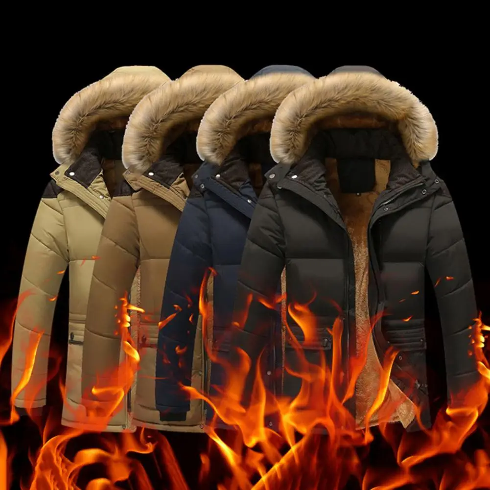 Winter Men's Parkas Thickened Plush Fur Lining High Neck Hooded Zipper Winter Jacket Cardigan Thick Fleece Warm Cotton Jacket
Winter Men's Parkas Thickened Plush Fur Lining High Neck Hooded Zipper Winter Jacket Cardigan Thick Fleece Warm Cotton Jacket