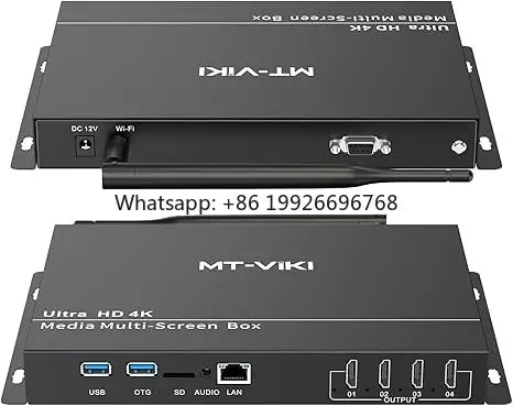 Wireless Digital Signage Player - 4-Screen Video Controller with Rotation, Splitting & Scheduling
Wireless Digital Signage Player - 4-Screen Video Controller with Rotation, Splitting & Scheduling