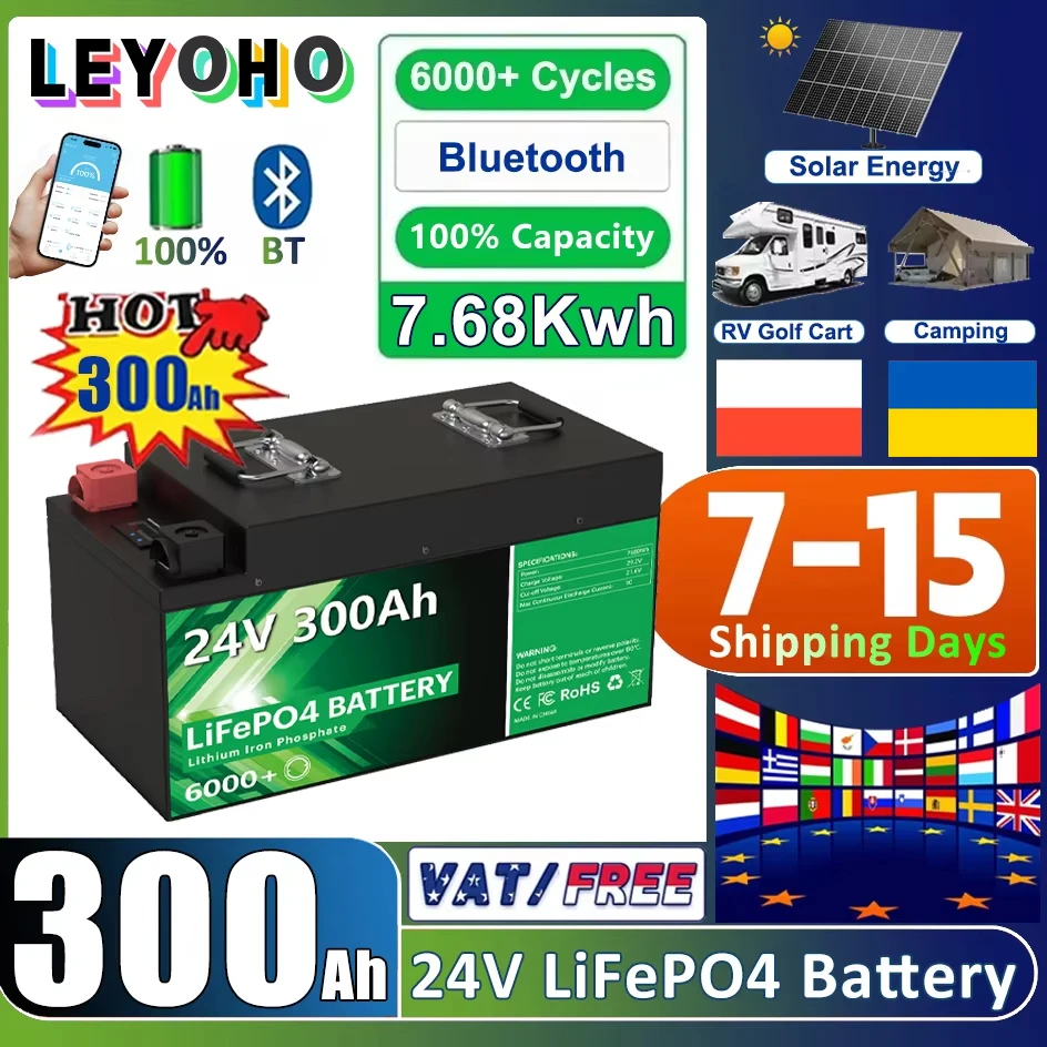LiFePO4 24V 300Ah 7.68Kwh Battery Pack 6000 Cycles Bluetooth BMS 100Ah 140Ah 200Ah 340Ah 12V Solar Home Lithium Battery EU STOCK
LiFePO4 24V 300Ah 7.68Kwh Battery Pack 6000 Cycles Bluetooth BMS 100Ah 140Ah 200Ah 340Ah 12V Solar Home Lithium Battery EU STOCK