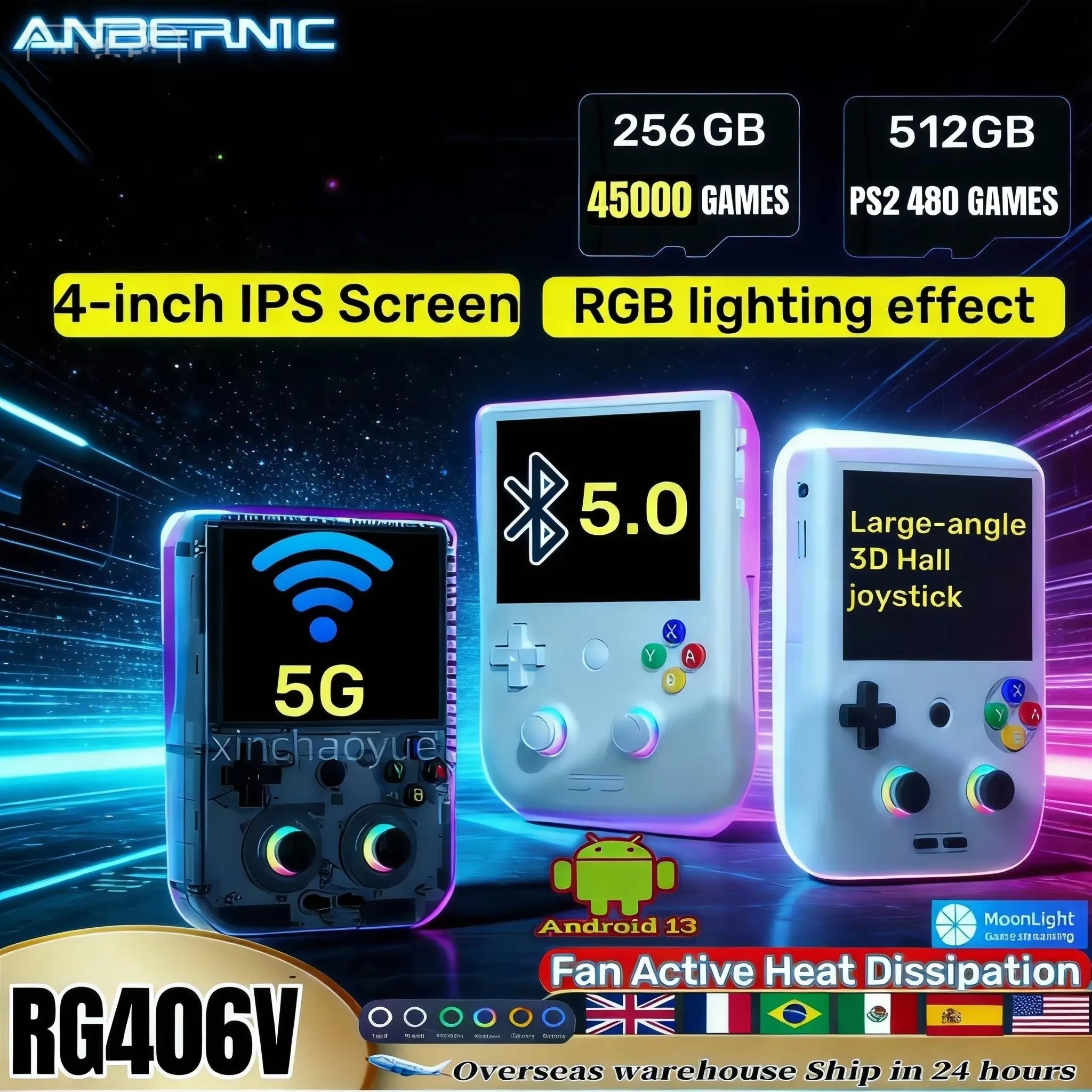 Портативная игровая консоль ANBERNIC RG406V с 4-дюймовым IPS-экраном, 8 ГБ+128 ГБ памяти, Android 13, поддержка игр PS2, PSP, N64.
Портативная игровая консоль ANBERNIC RG406V с 4-дюймовым IPS-экраном, 8 ГБ+128 ГБ памяти, Android 13, поддержка игр PS2, PSP, N64.