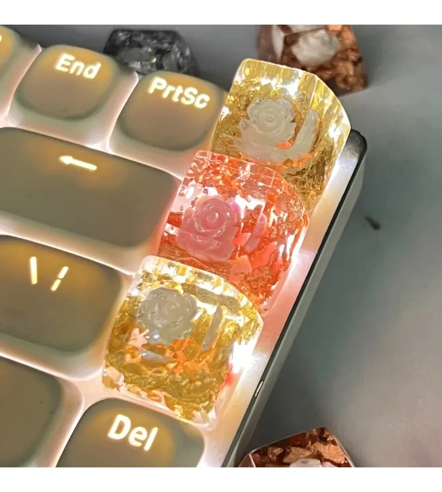 3D mountain camellia translucent resin keycap blends natural beauty with a soft glowing effect
3D mountain camellia translucent resin keycap blends natural beauty with a soft glowing effect
