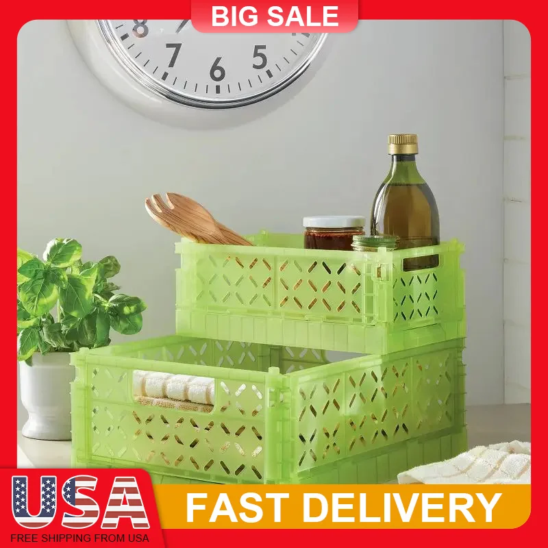 Small Foldable Storage Bin Green Stackable Organizer Box Collapsible Plastic Container for Home Office Kids Room Organization
Small Foldable Storage Bin Green Stackable Organizer Box Collapsible Plastic Container for Home Office Kids Room Organization