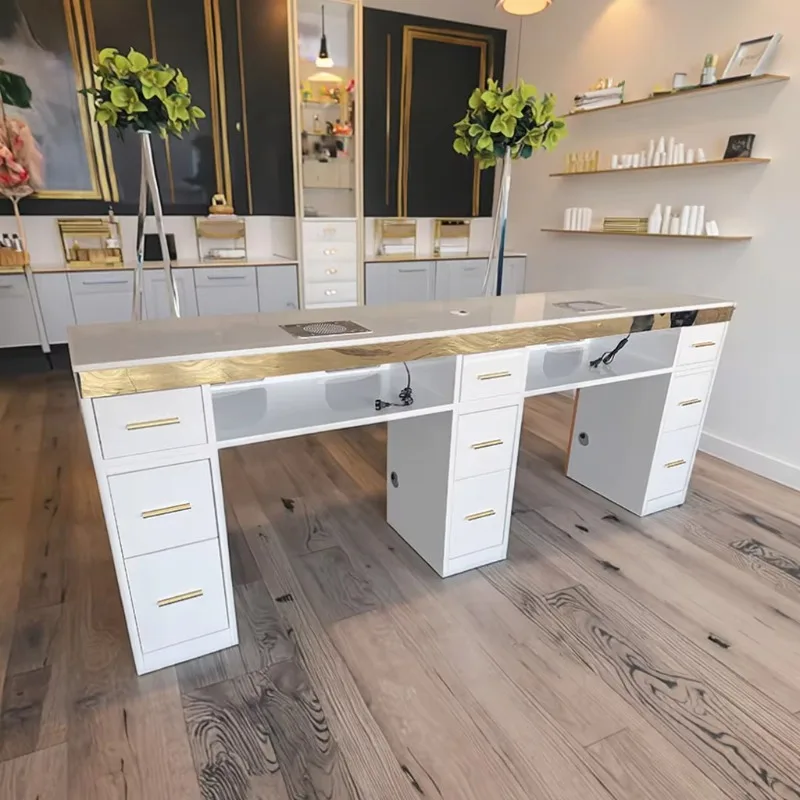European Beauty Nail Art Table 2 Seats Salon Equipment Luxury Nail Art Bar Fashion
European Beauty Nail Art Table 2 Seats Salon Equipment Luxury Nail Art Bar Fashion