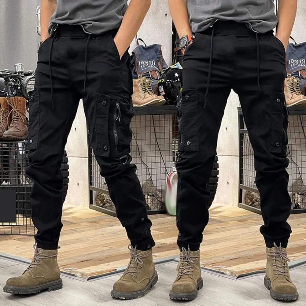 Men Solid Color Casual Pants Men's Drawstring Waist Cargo Pants with Multi Pockets for Outdoor Training Daily Wear Reinforced
Men Solid Color Casual Pants Men's Drawstring Waist Cargo Pants with Multi Pockets for Outdoor Training Daily Wear Reinforced