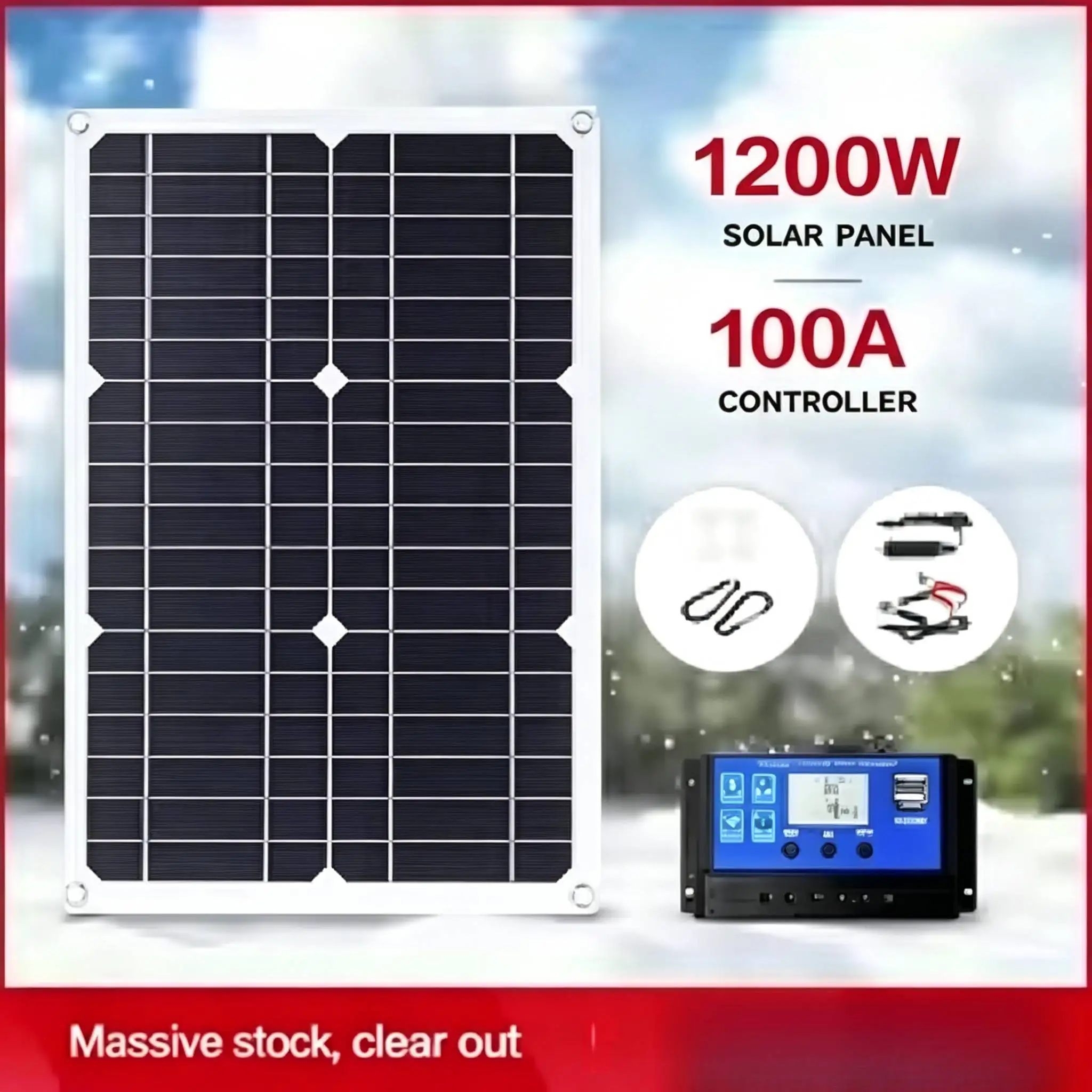 100A 12/24V Solar Panel Kit Portable Solar Charger With Charge Controller For Car RV Boat Battery Home Outdoor Use
100A 12/24V Solar Panel Kit Portable Solar Charger With Charge Controller For Car RV Boat Battery Home Outdoor Use
