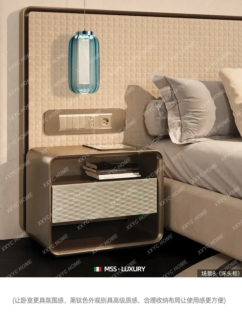 minimalist bedside table, post-modern high-end large flat layer bedside table
minimalist bedside table, post-modern high-end large flat layer bedside table