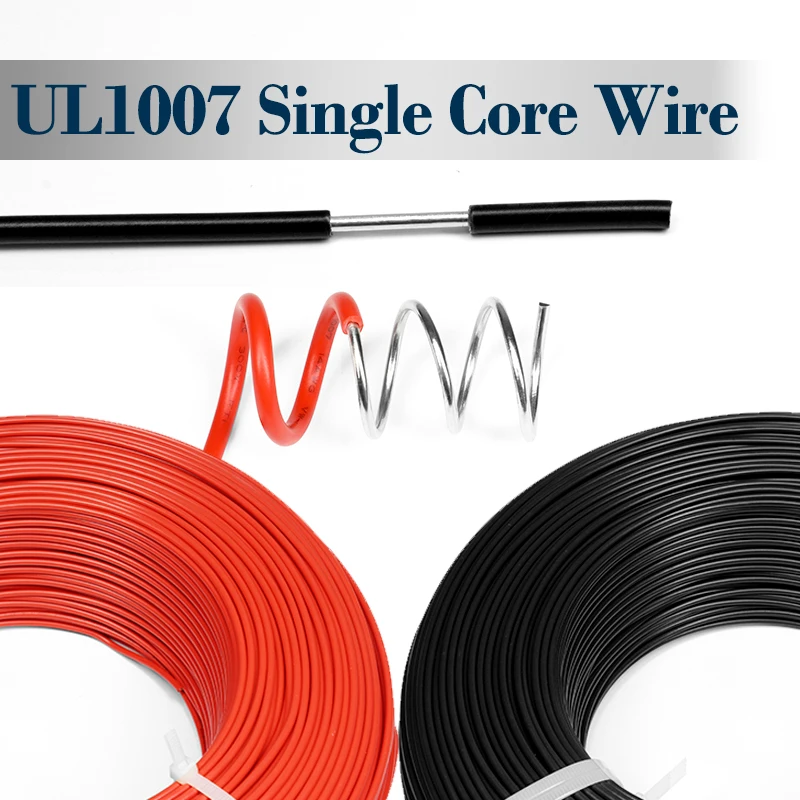 UL1007 Single Core Electronic wire 26/24/22/20/18/16/14AWG LED Line Equipment PVC Insulation Tinned Copper Cable 2~50meters
UL1007 Single Core Electronic wire 26/24/22/20/18/16/14AWG LED Line Equipment PVC Insulation Tinned Copper Cable 2~50meters