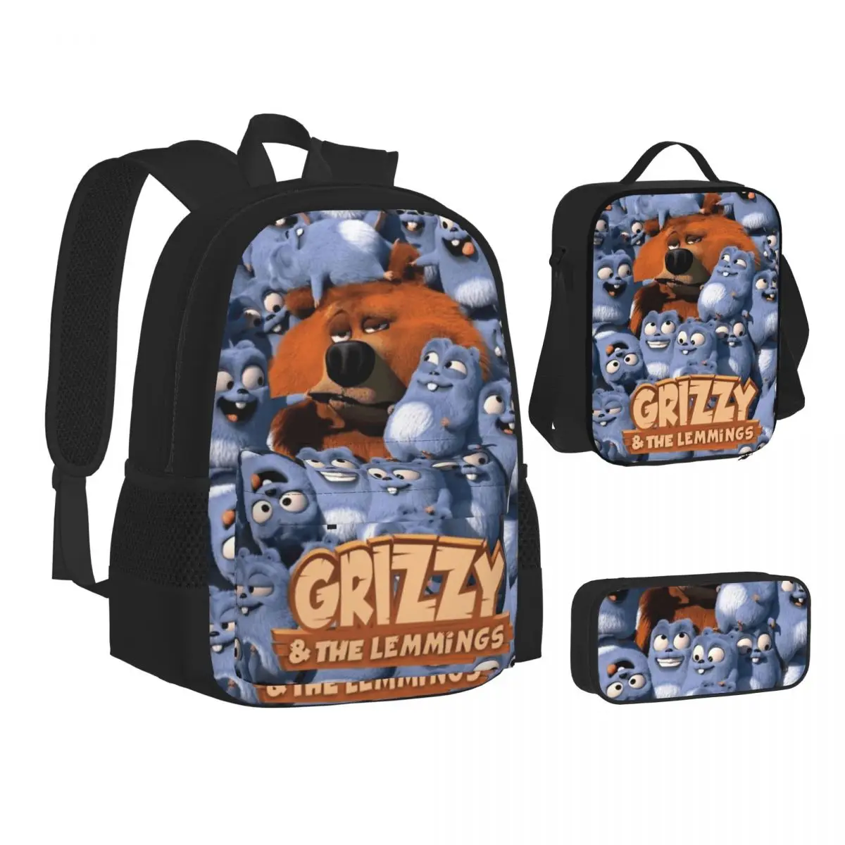 Funny Grizzy And The Lemmings Cartoon Characters BackpacksStudents School Bags Kids Rucksack Lunch Bag Pen Bag Three-Piece Set
Funny Grizzy And The Lemmings Cartoon Characters BackpacksStudents School Bags Kids Rucksack Lunch Bag Pen Bag Three-Piece Set